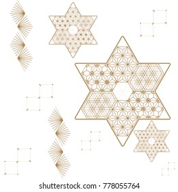 Japanese background vector. Gold geometric traditional pattern. cover page, template, poster, backdrop.Oriental gold line design texture.