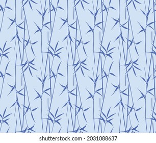 Japanese Bamboo Leaf Branch Vector Seamless Pattern
