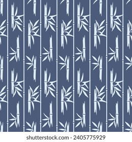Japanese Bamboo Leaf Stripe Vector Seamless Pattern
