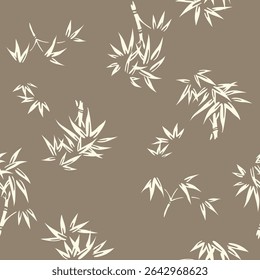 Japanese Bamboo Leaf Vector Seamless Pattern