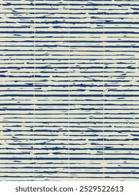 Japanese bamboo roll abstract background, hand drawn ink stripe pattern in beige and blue, good for wrapping paper, souvenir, towel