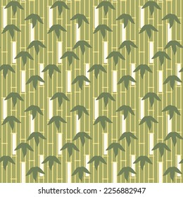 Japanese Bamboo Stripe Leaf Vector Seamless Pattern