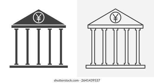 Japanese bank icon Line graphics illustration