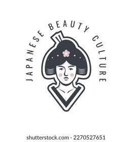 japanese beautiful geisha girl culture logo design vector art traditional pretty kimono