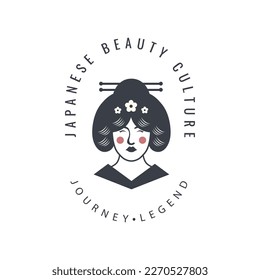 japanese beautiful geisha girl culture logo design vector art traditional pretty kimono