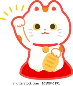 Japanese beckoning cat raising the right hand