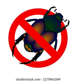 Japanese Beetle anti emblem with bug, Popillia japonica. Vector illustration of an insect on a transparent background