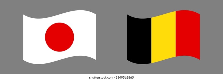 Un icono de banderas japonesas y belgas. Vector.