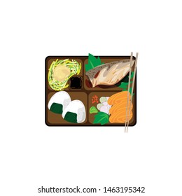 japanese bento box food set graphic object