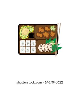 japanese bento box food set graphic object