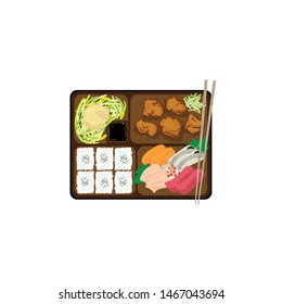 japanese bento box food set graphic object