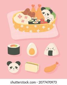 Japanese Bento Box Icon Set