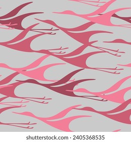 Japanese Bird Flying Vector Seamless Pattern