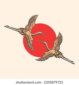 Japanese bird and moon Style