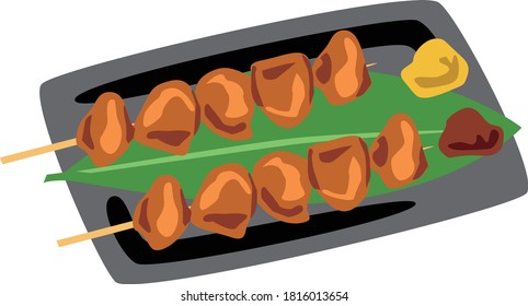 japanese bite-size Grilled chicken solty skewers