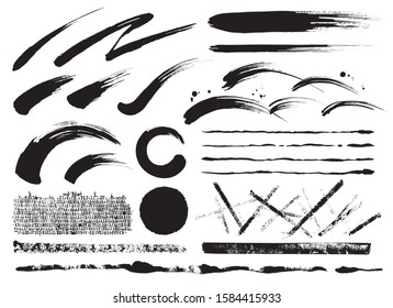 Japanese black brush stroke set 