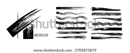Japanese black ink brushstroke vector pack paint strips, circles, frames and texture highlights.