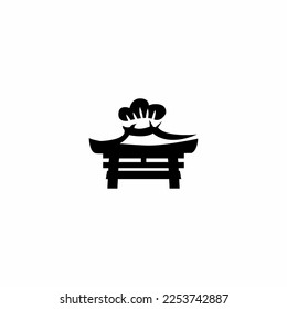 Japanese Black Torii Gate with Sun Logo Vector Design. torii logo japanese culture symbol vector illustration design, tori logo design