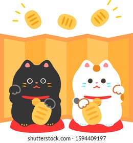 Japanese black and white manekineko