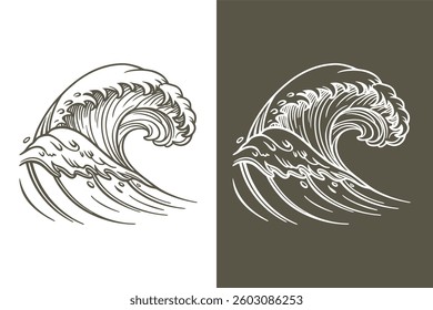 Japanese black and white wave background vector.  Modern luxury oriental illustration