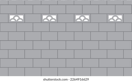 Japanese block wall illustration material