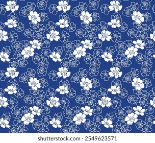 Japanese Bloom Fall Vector Seamless Pattern
