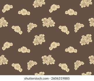 Japanese Bloom Leaf Vector Seamless Pattern