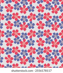 Japanese Blossom Fall Vector Seamless Pattern
