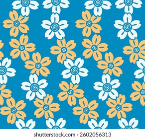 Japanese Blossom Fall Vector Seamless Pattern