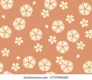 Japanese Blossom Fall Vector Seamless Pattern