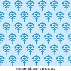 Japanese Blue Floral Seamless Pattern