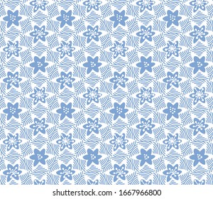 japanisches blaues Muster von Kreislinien und Sakurenblumen, nahtlose Abbildung