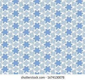 japanese blue pattern of lines and sakura flowers, seamless vector illustration