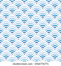 Japanese Blue Wave Vector Seamless Pattern