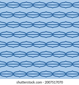 Japanese Blue Zigzag Curl Line Vector Seamless Pattern