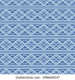 Japanese Blue Zigzag Hexagon Vector Seamless Pattern