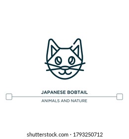 japanese bobtail vector line icon. Simple element illustration. japanese bobtail outline icon from cat breed heads concept. Can be used for web and mobile
