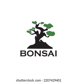 Japanese bonsai tree art vector logo design