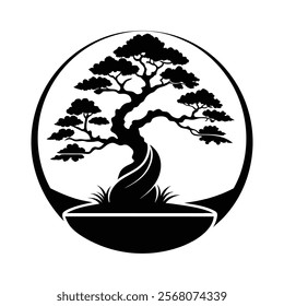  Japanese Bonsai Tree Black Logo Tree Icon
