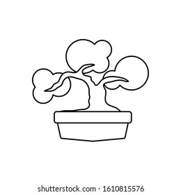 japanese bonsai tree plants line style icon illustration