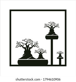 Bonsai japonés con vector,
Plantilla de logotipo Bonsai Diseño Vector Emblem Concepto Símbolo de diseño Iconos creativos Iconos