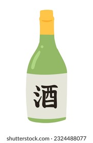 Japanese bottle sake illustration icon