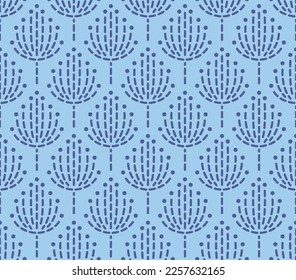  Japanese Bouquet Dot Line Vector Seamless Pattern