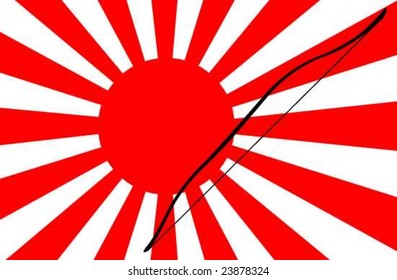 Japanese bow and flag in vector art