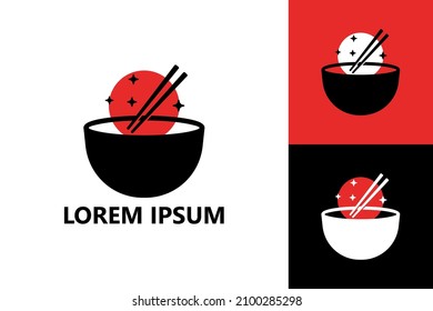 Japanese bowl food logo template design vector