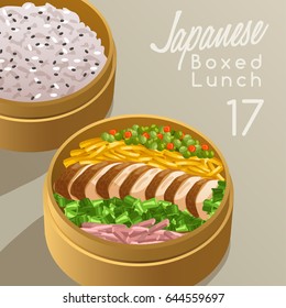 Japanese Boxed Lunch Set : Vector Illustration
