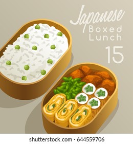 Japanese Boxed Lunch Set : Vector Illustration