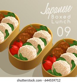 Japanese Boxed Lunch Set : Vector Illustration