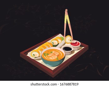 Japanese breakfast in a coffee shop