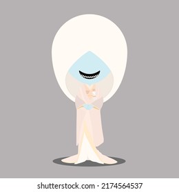 Japanese bride ghosts, devil, youkai illustration